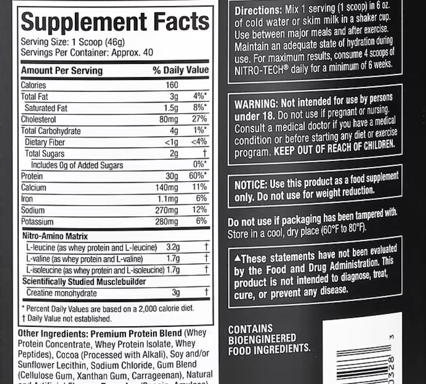 Muscletech Nitro Tech Whey Protein 4LB (MILK CHOCOLATE)