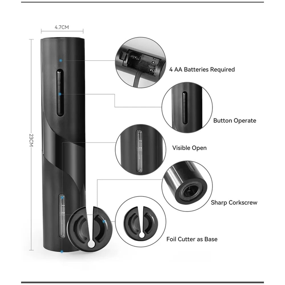 Sacacorcho Abridor de Vino y Botellas Eléctrico