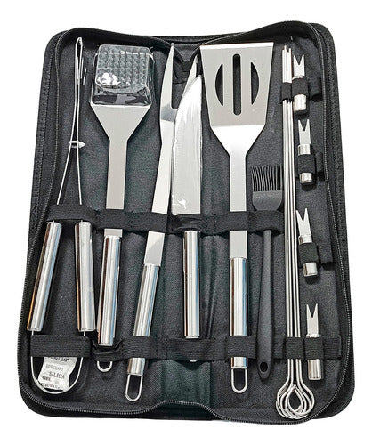 Set Parrillero Estuche Kit Bbq Para Asad