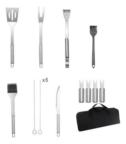 Set Parrillero Estuche Kit Bbq Para Asad